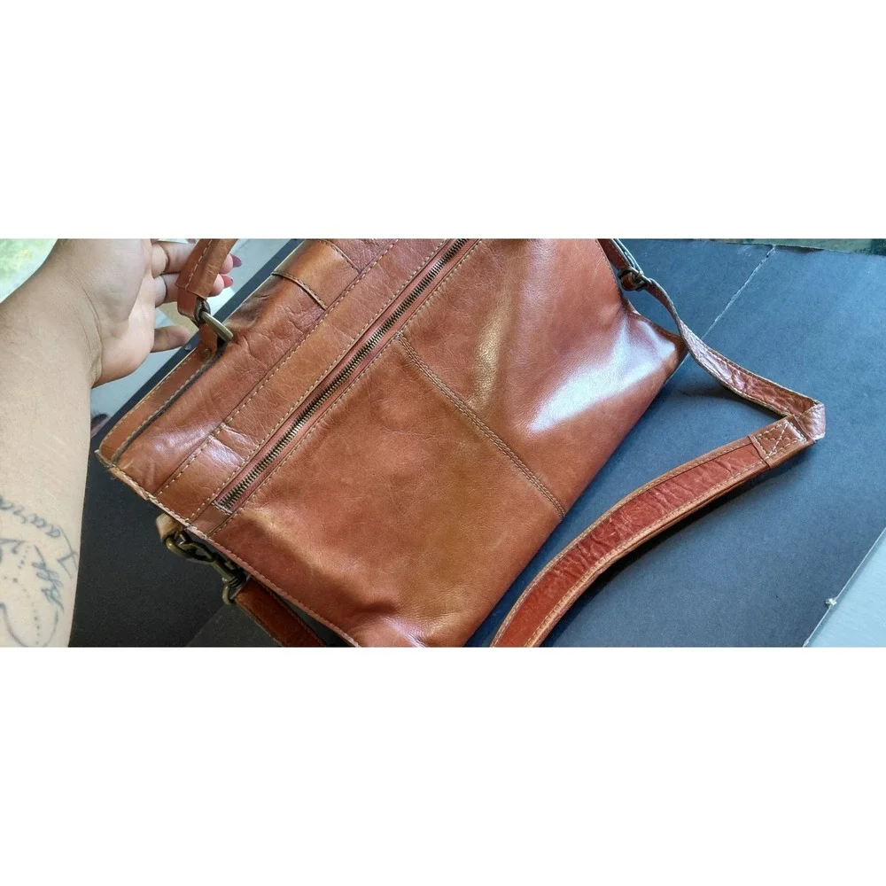 distressed heritage classic vintage executive tan leather briefcase mesenger Bag